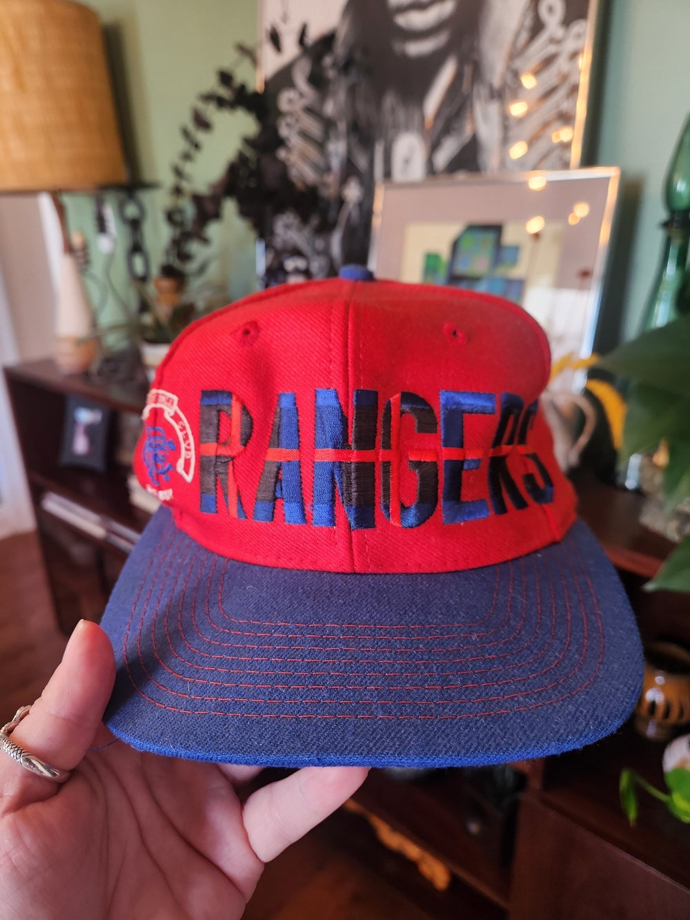 Vintage Adidas Red and Blue Glasgow Rangers FC Snapback Cap